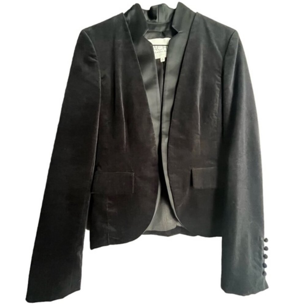 Rachel Roy velvet satin suit jacket black women's size 4